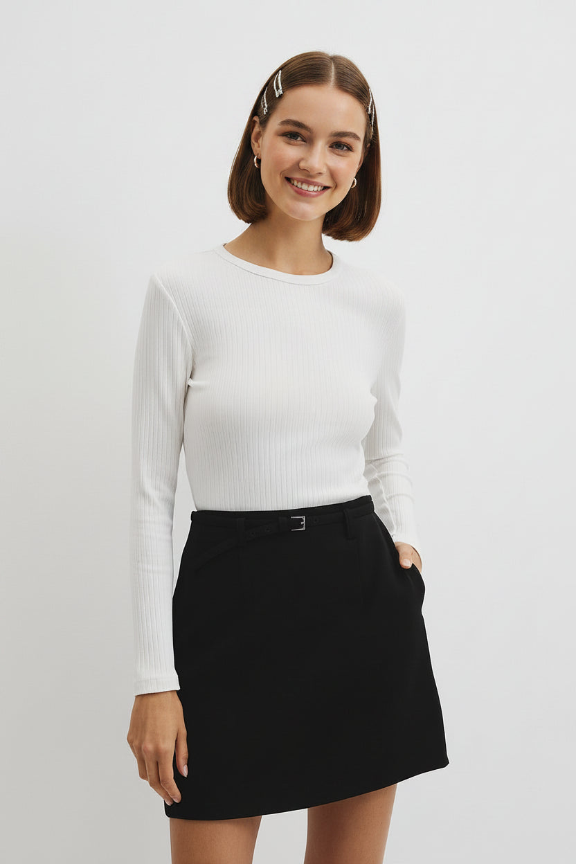 Country Road Long Sleeve Rib Top