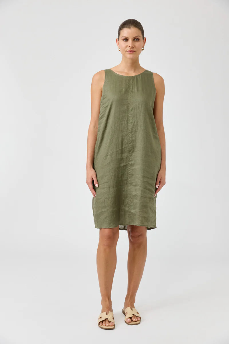 chinese dress ladies Eb&Ive Lifestyle Clothing | Studio Linen Dress Salt main image 1