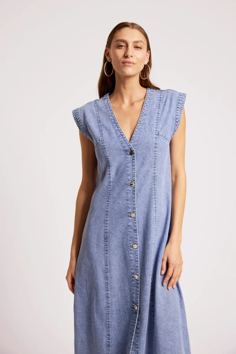 Eb&Ive Dusk Denim Maxi Dress