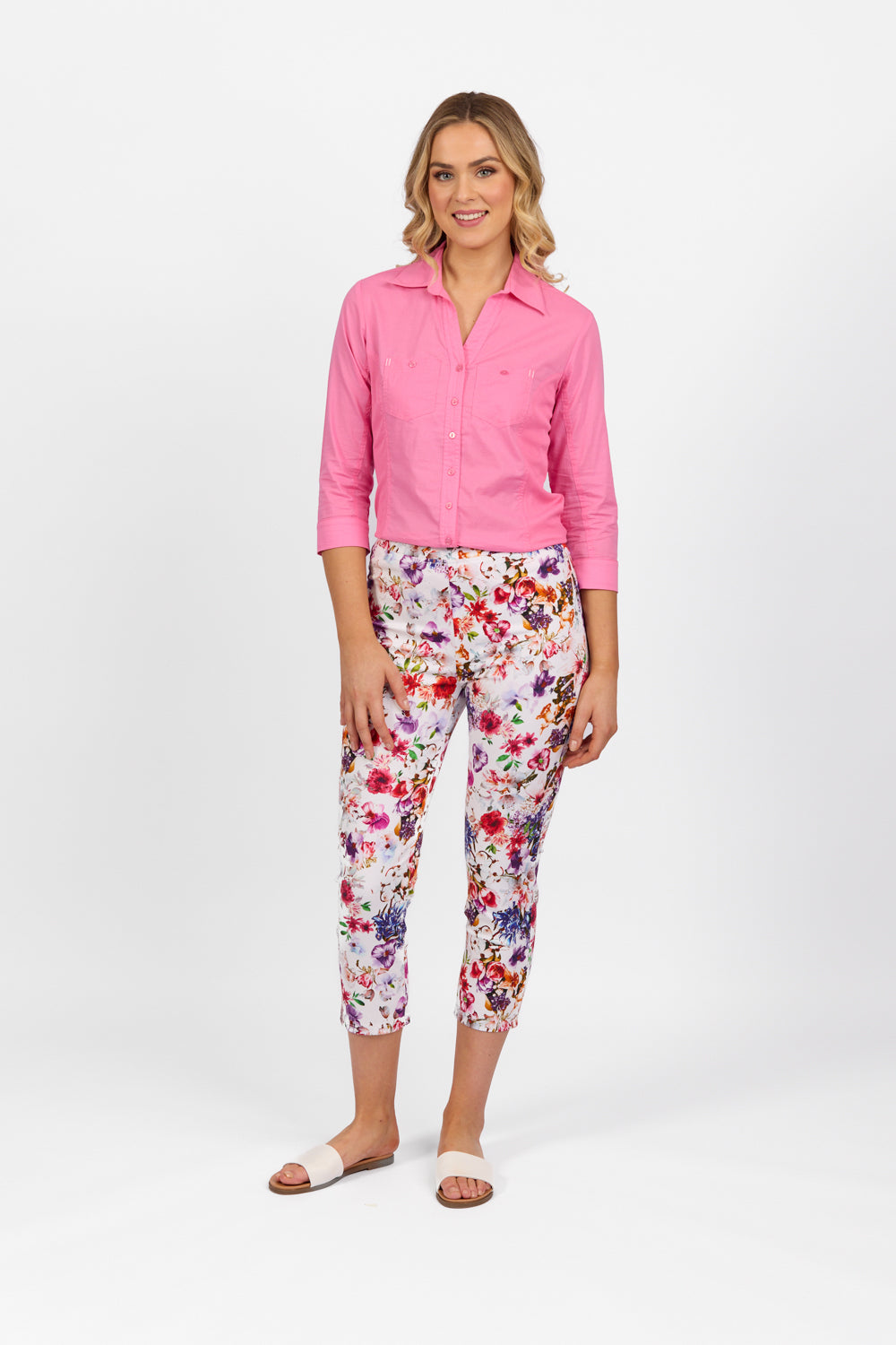 Vassali Printed Skinny Leg 7/8 Length Lightweight Pull On
