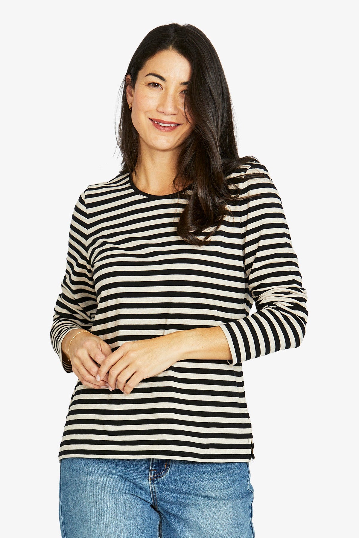 Jump Stripe Crew Long Sleeve Tee
