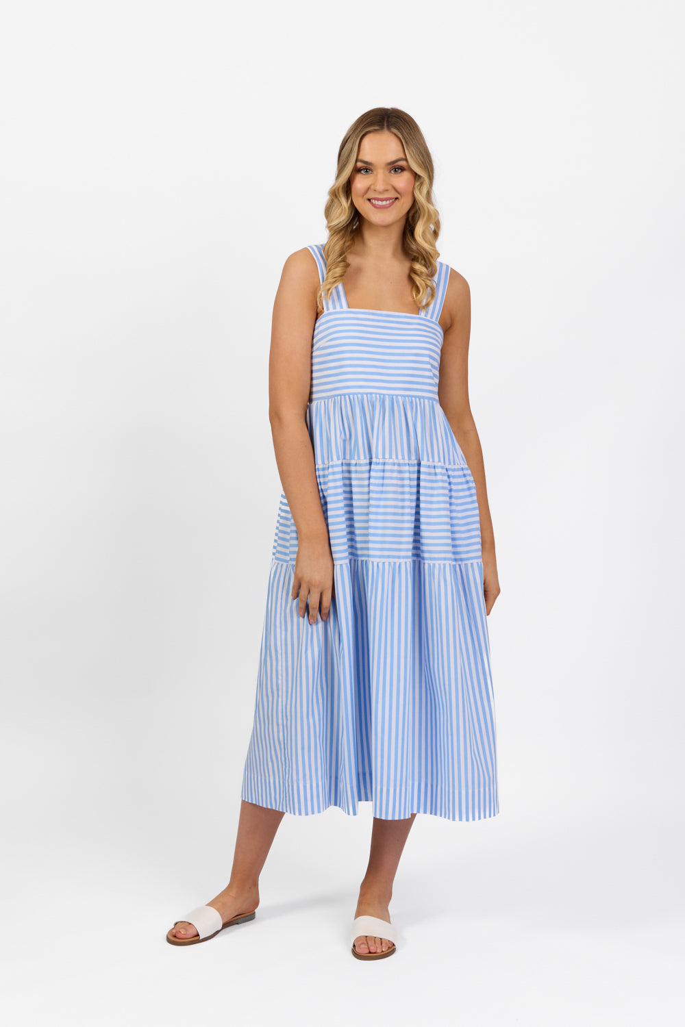 Vassalli Sleeveless Tiered Dress with Wide Straps