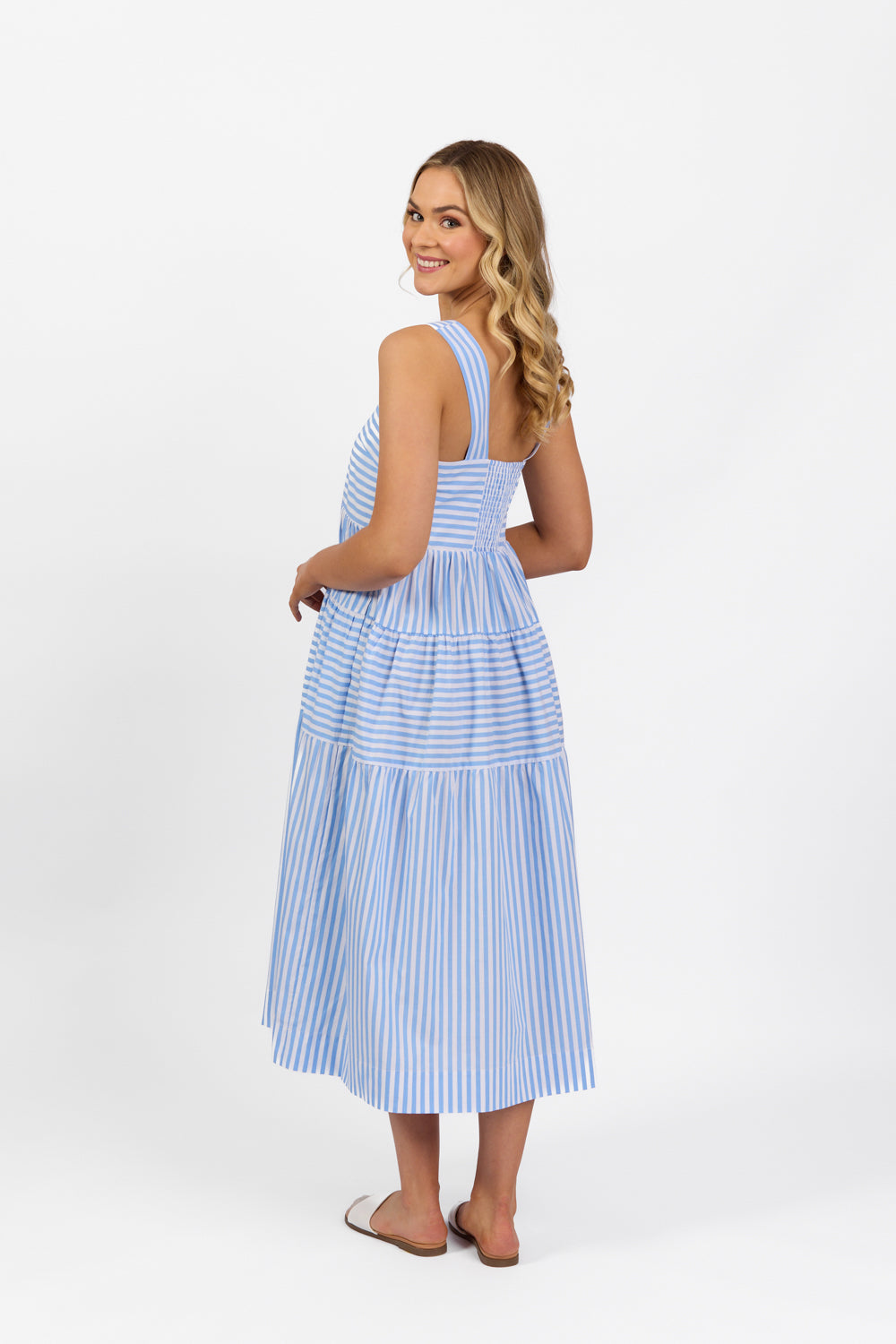 Vassalli Sleeveless Tiered Dress with Wide Straps