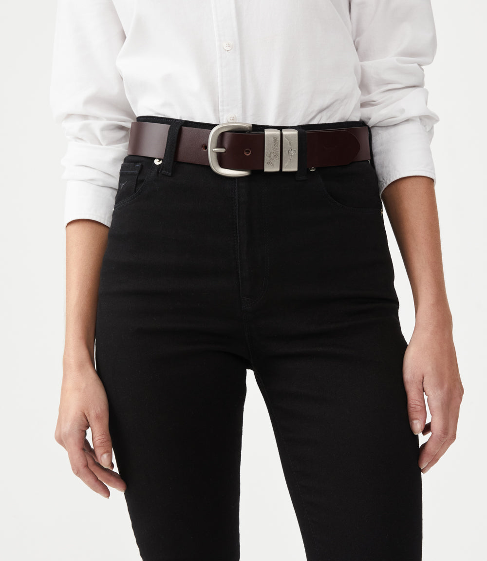R.M.W 1 1/2" 3 piece solid hide belt