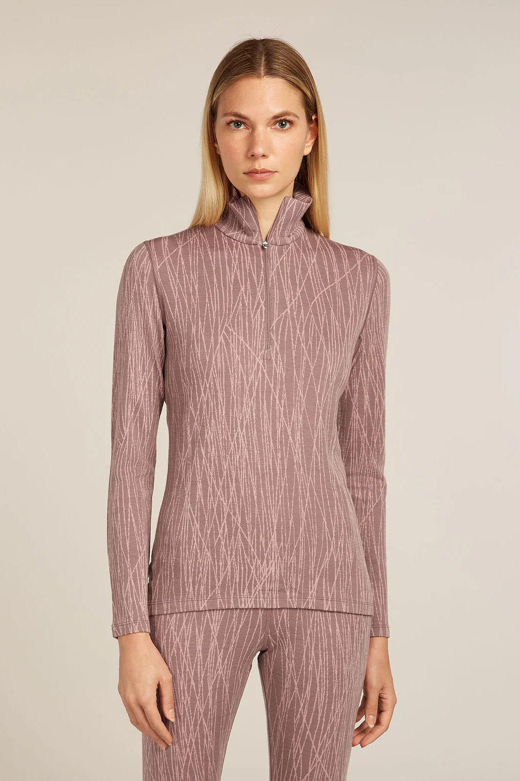 Icebreaker W Merino 260 Tech Vertex LS Half Zip Delta Lines AOP