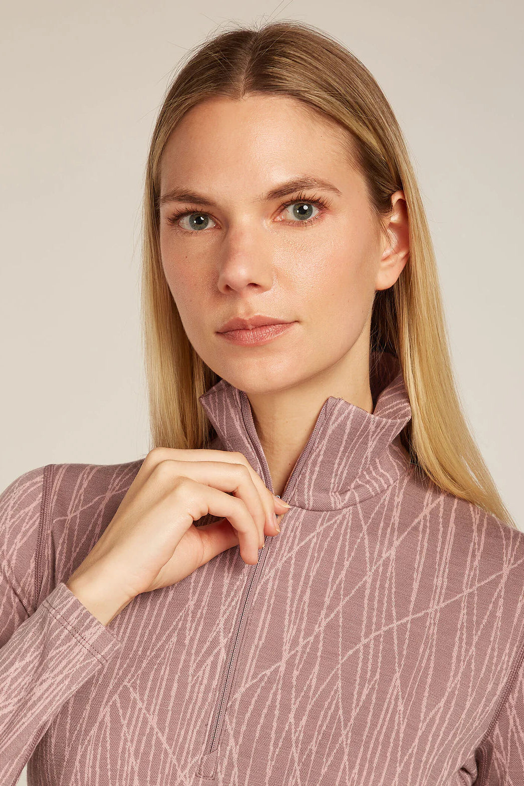 Icebreaker W Merino 260 Tech Vertex LS Half Zip Delta Lines AOP