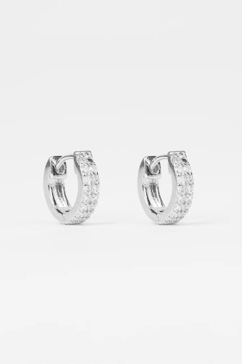 Stella + Gemma Earrings Crystal Huggie - Silver