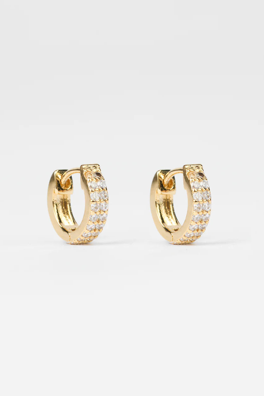 Stella + Gemma Earrings Crystal Huggies - gold