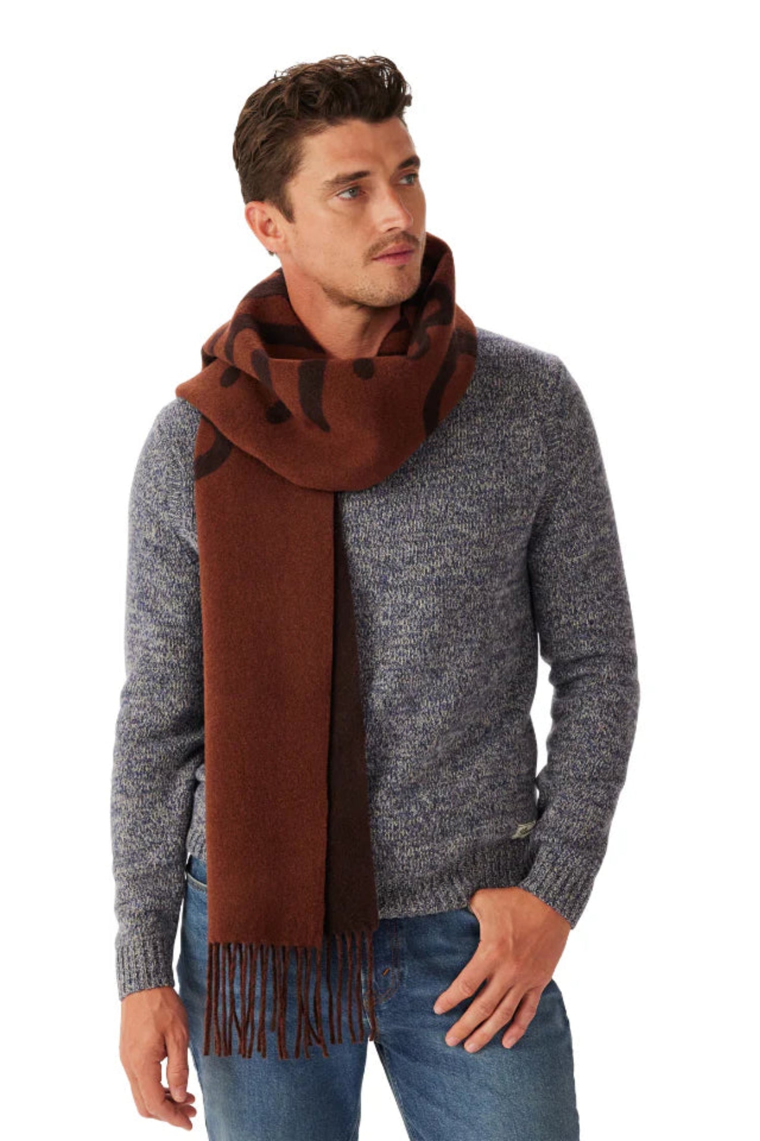 R.M.W Script Jacquard Wool Scarf