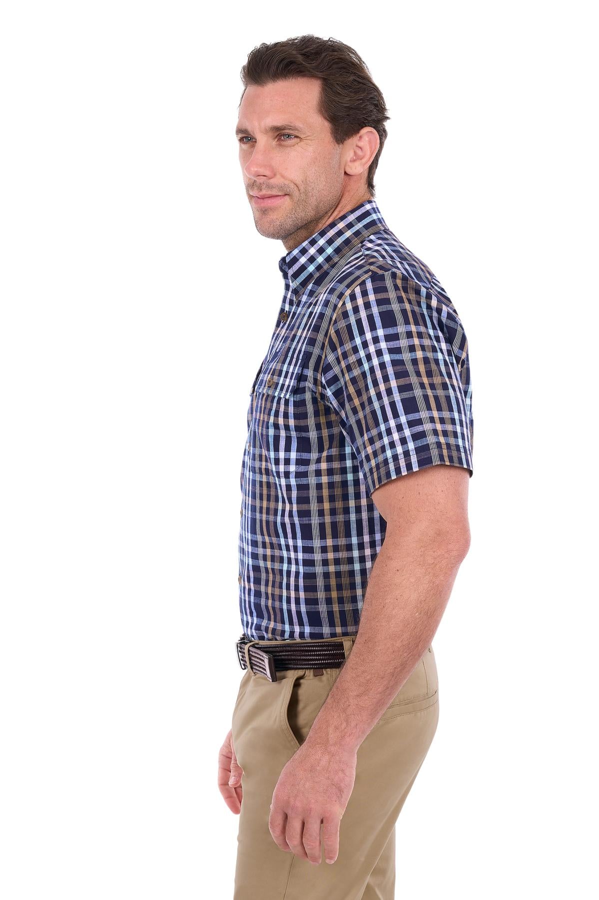 Thomas Cook Mens Finley Check 2 Pocket Short Sleeve Shirt