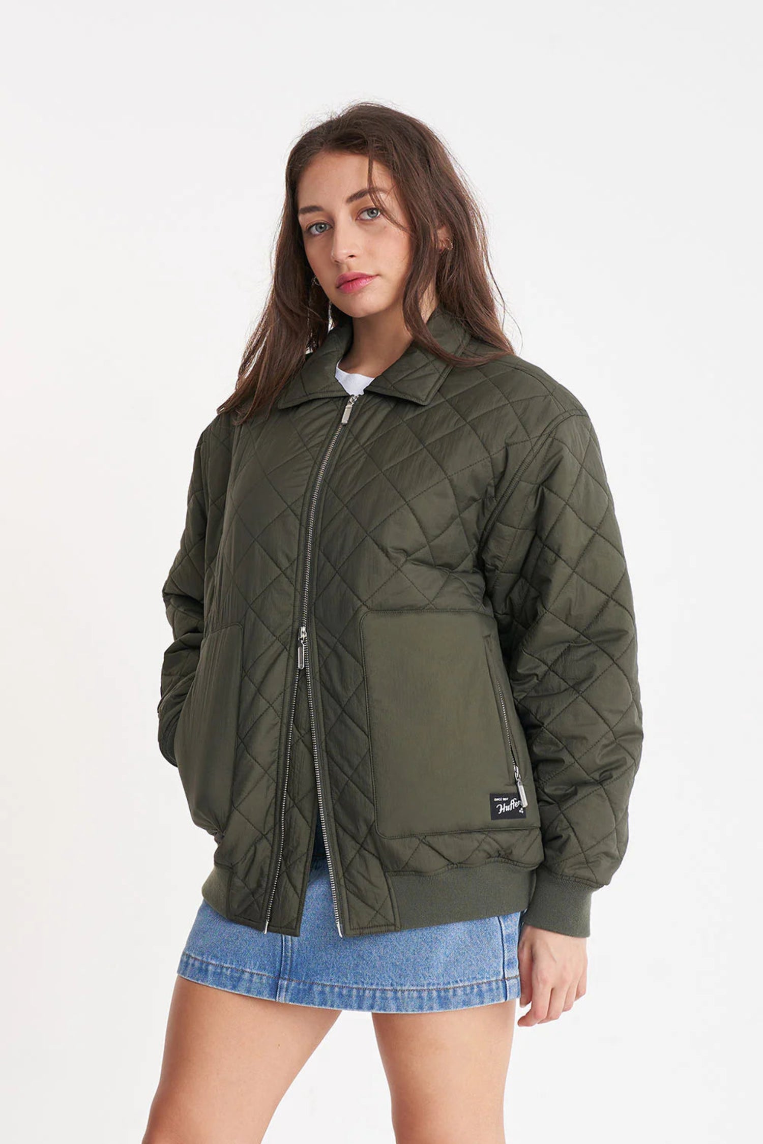 Huffer Quilted Longline Bomber Jacket