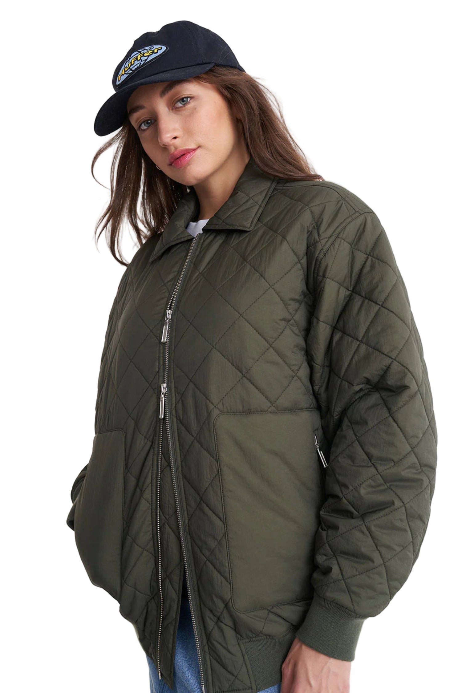 Huffer Quilted Longline Bomber Jacket