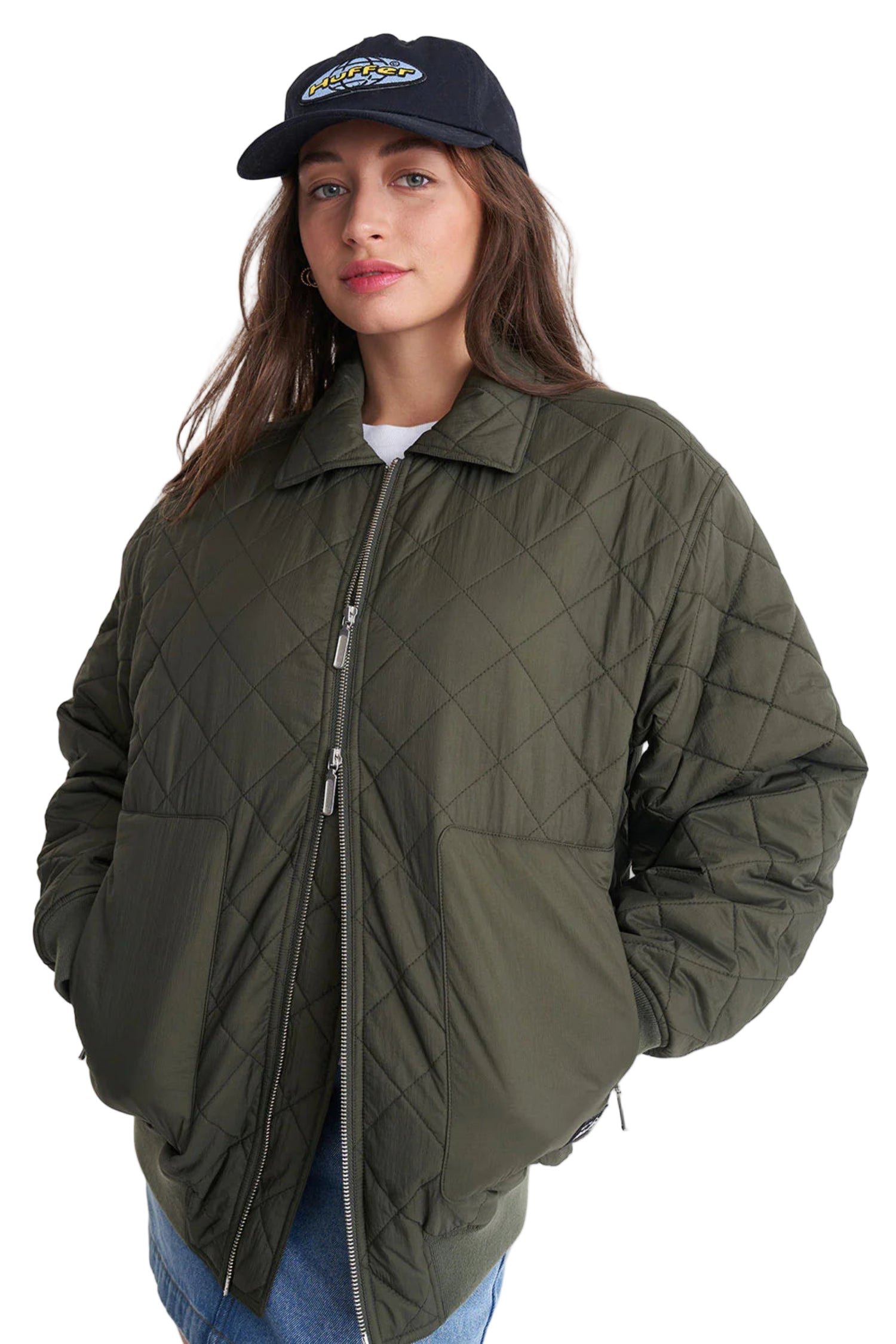 Huffer Quilted Longline Bomber Jacket
