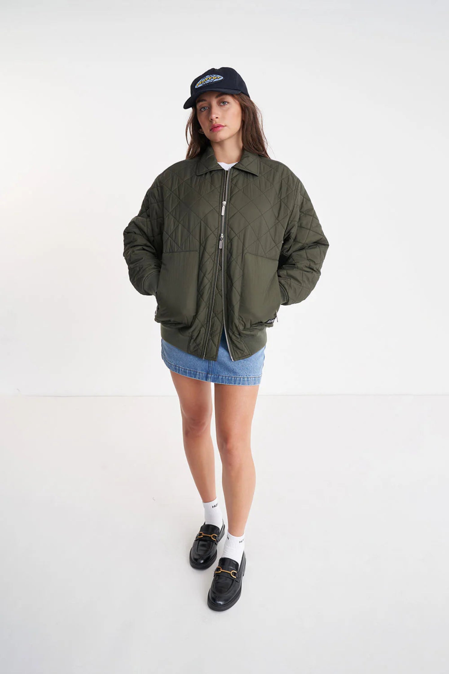 Huffer Quilted Longline Bomber Jacket