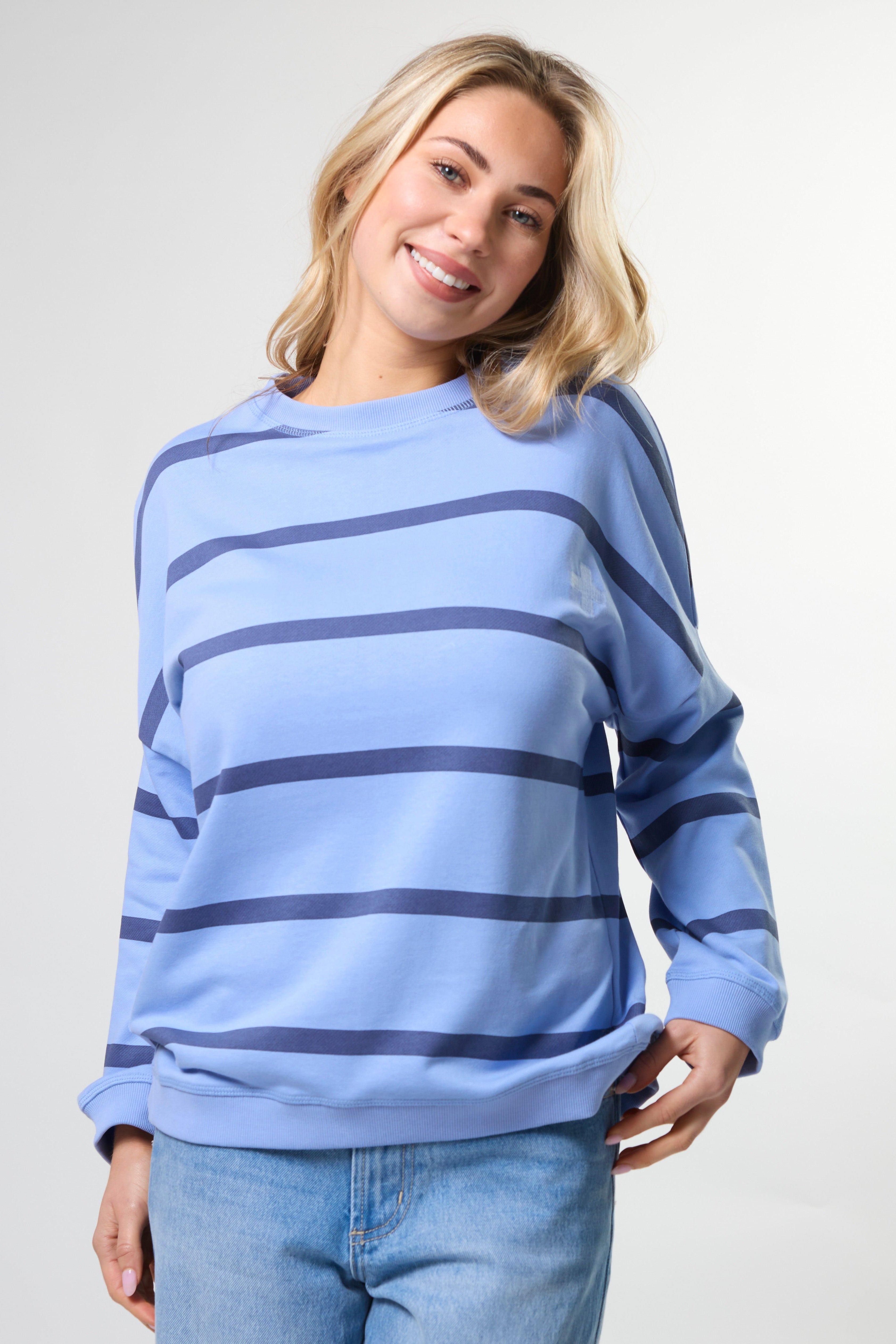 Stella & Gemma Newport Sweat Cornflower Baby Cross Stripe