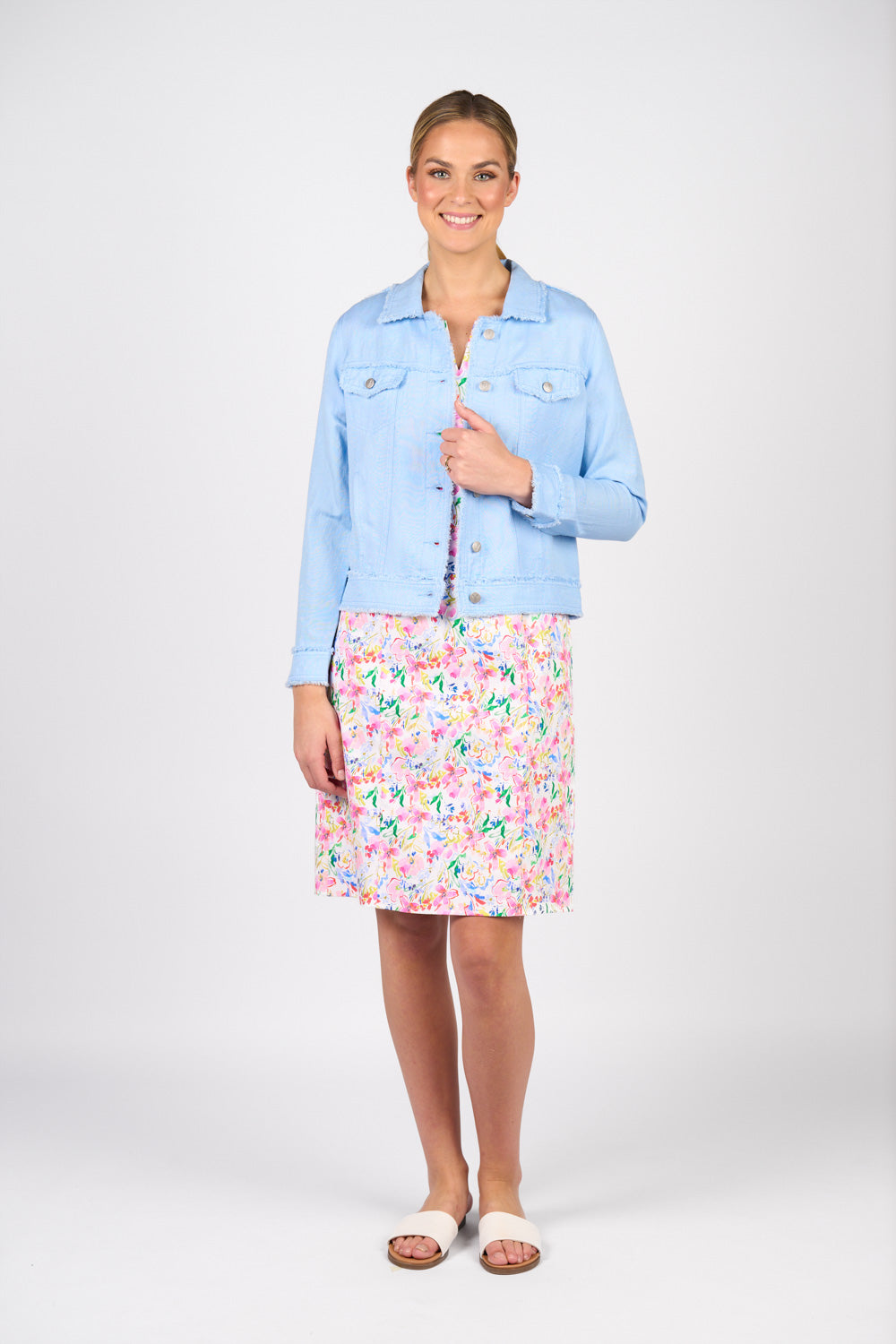 Vassalli Linen Jacket with Frayed Seams