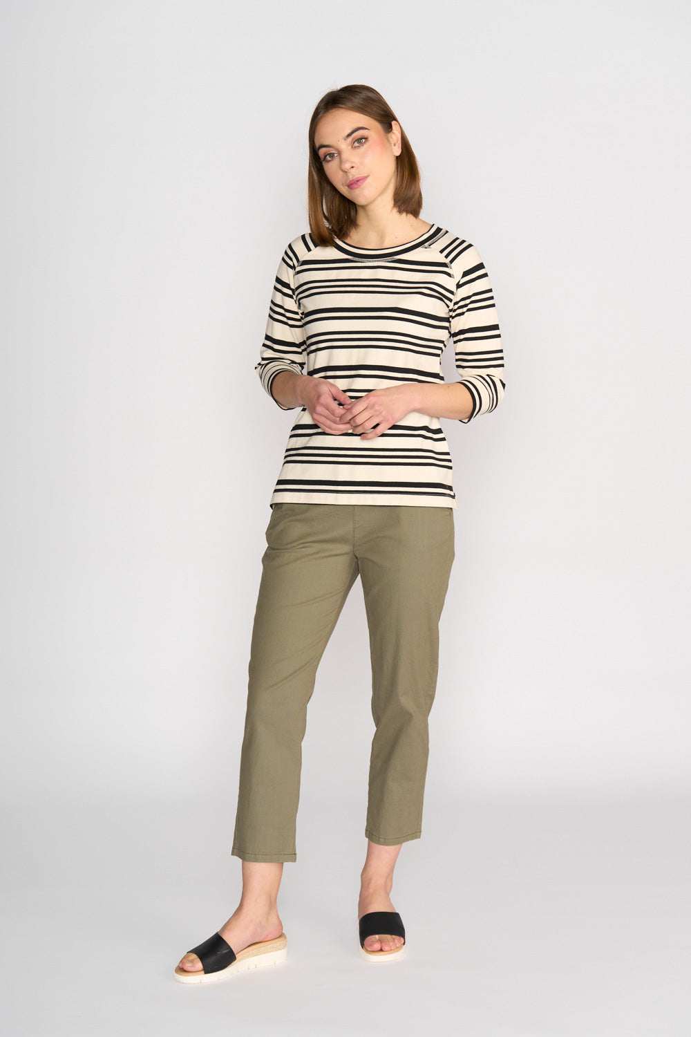Vassalli Boat Neck 3/4 Sleeve Top