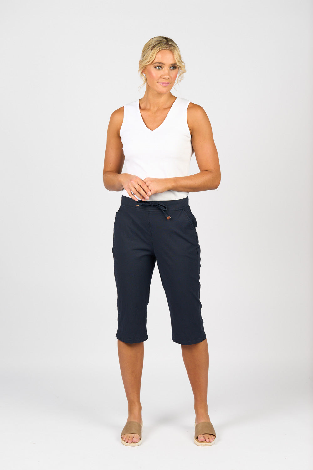 Vassalli Below Knee Skinny Leg Elastic Wasit Pant
