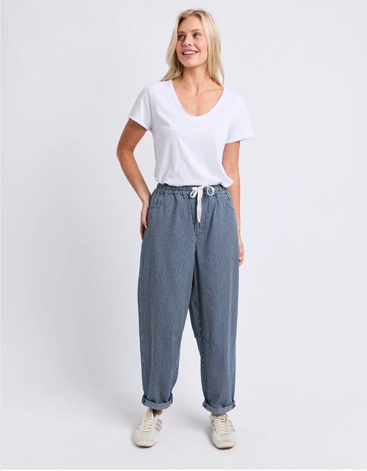 Elm Penny Pinstripe Barrel Jogger