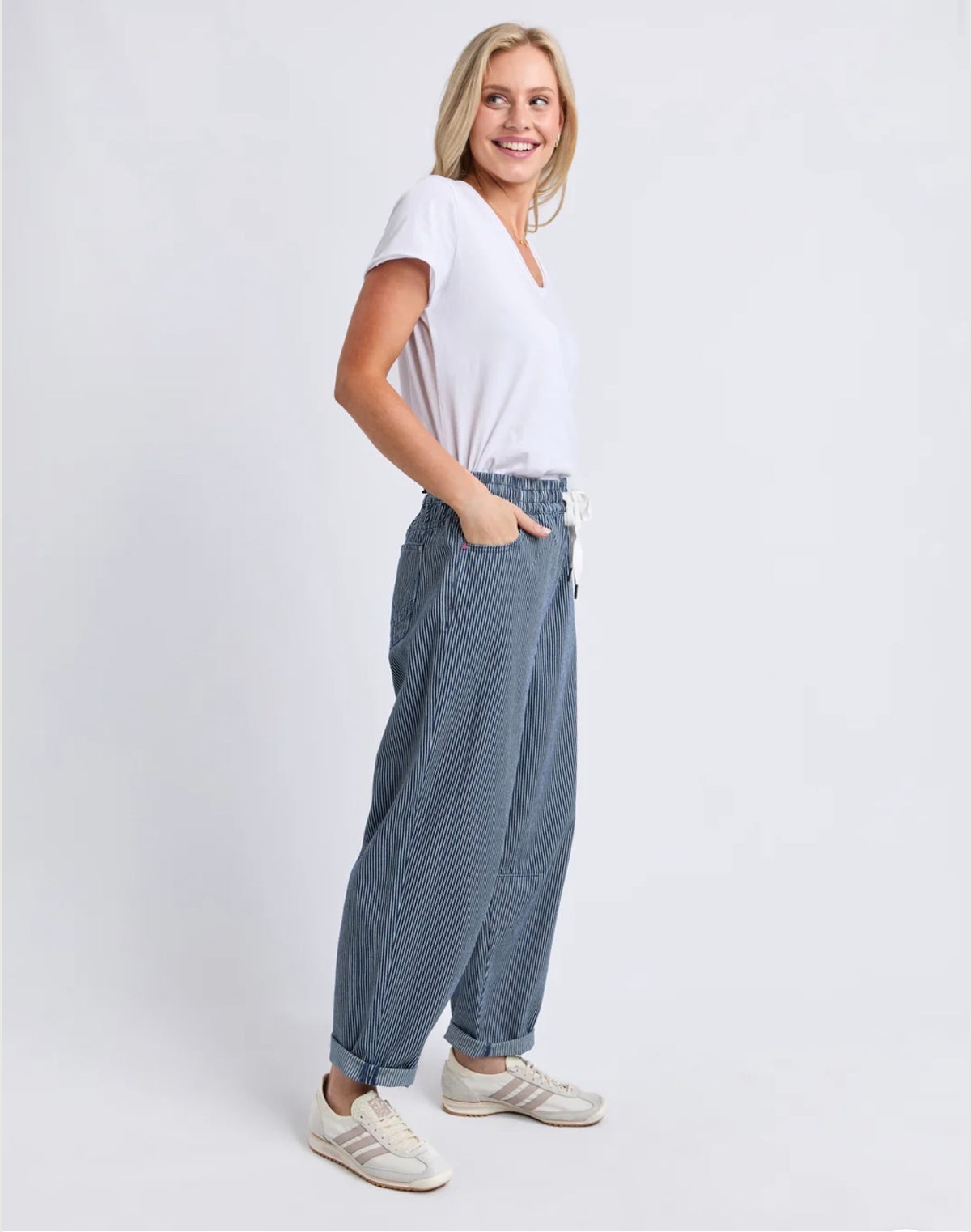 Elm Penny Pinstripe Barrel Jogger