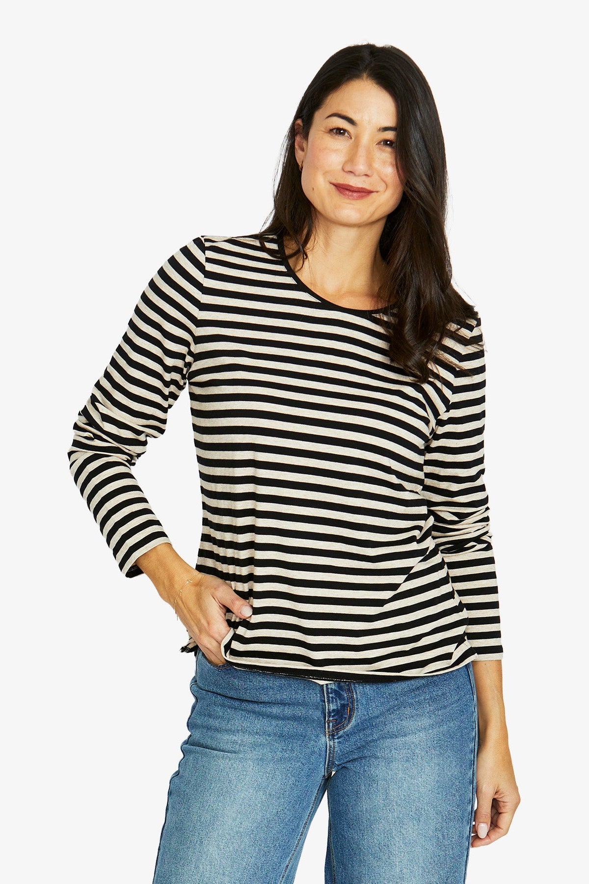 Jump Stripe Crew Long Sleeve Tee