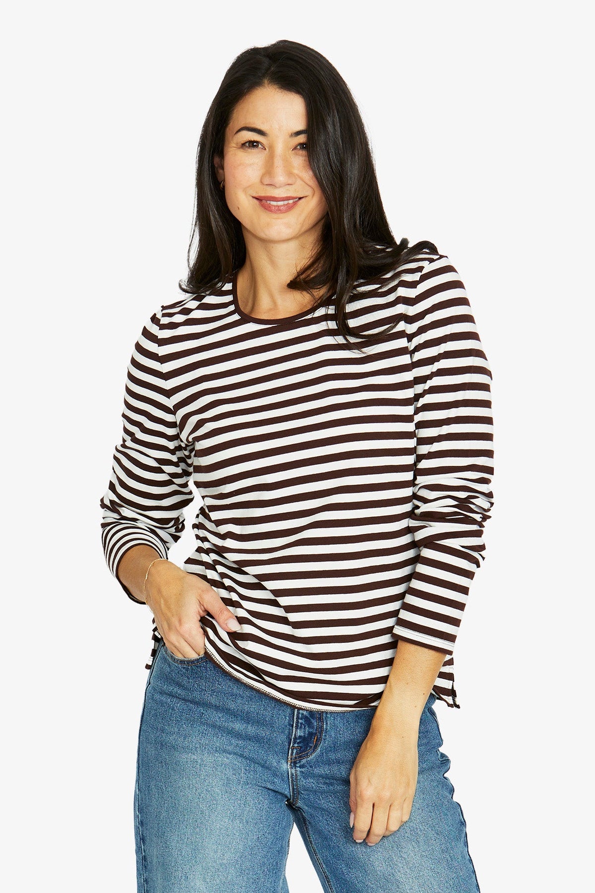 Jump Stripe Crew Long Sleeve Tee