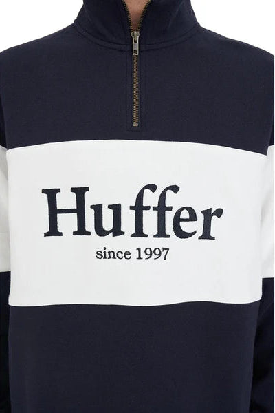 Huffer Classic 1/4 Zip Block Navy