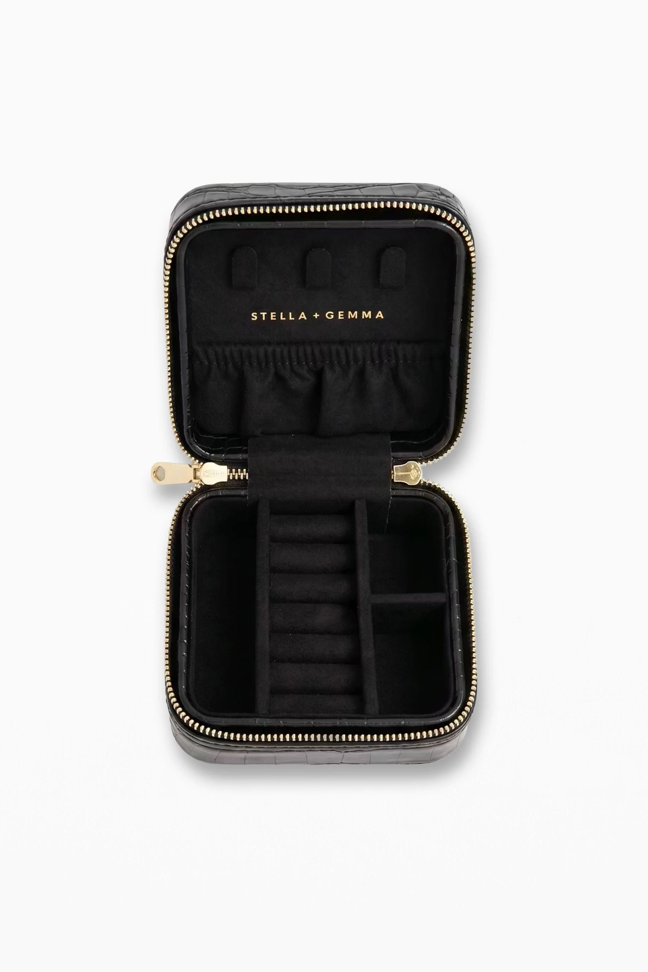 Stella & Gemma Jewel Box - Black Crocodile