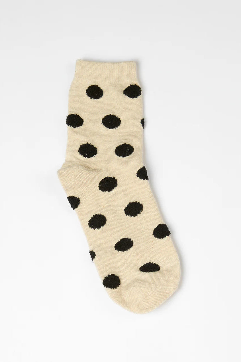 Stella + Gemma Socks Natural with Black Dots