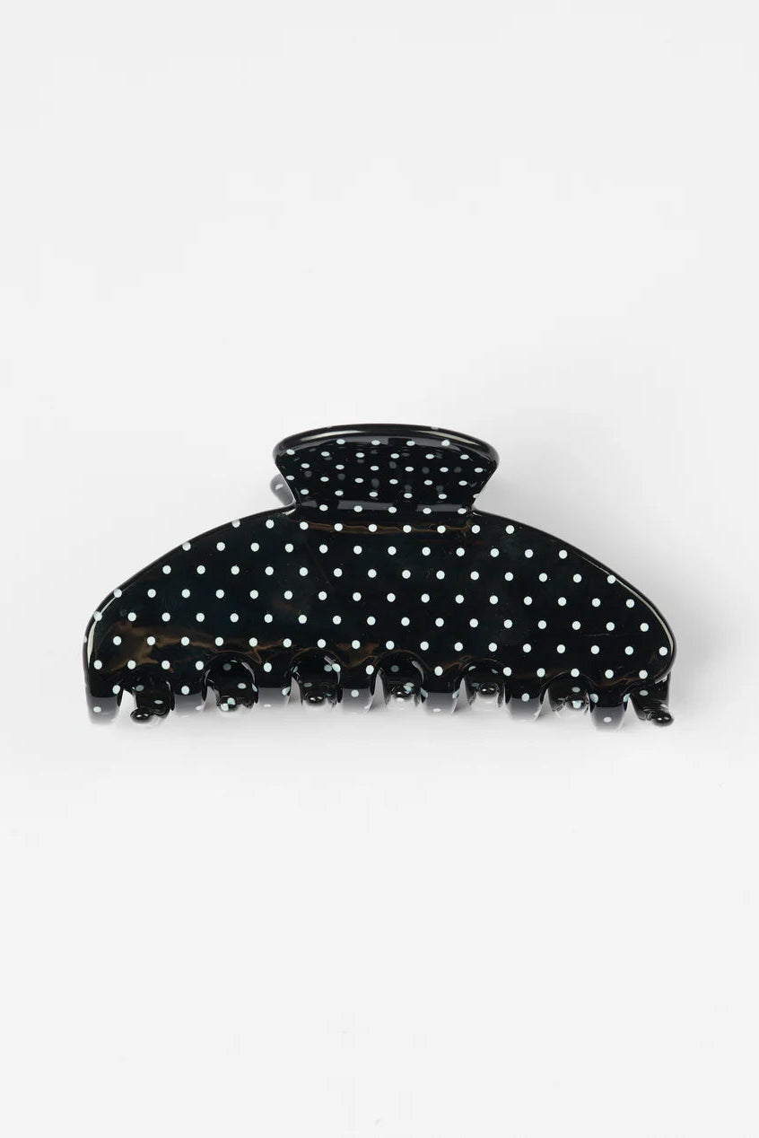 Stella + Gemma Hair Claw Black with Mini White Dots