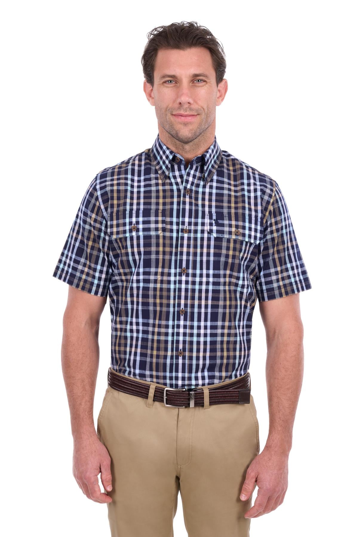 Thomas Cook Mens Finley Check 2 Pocket Short Sleeve Shirt