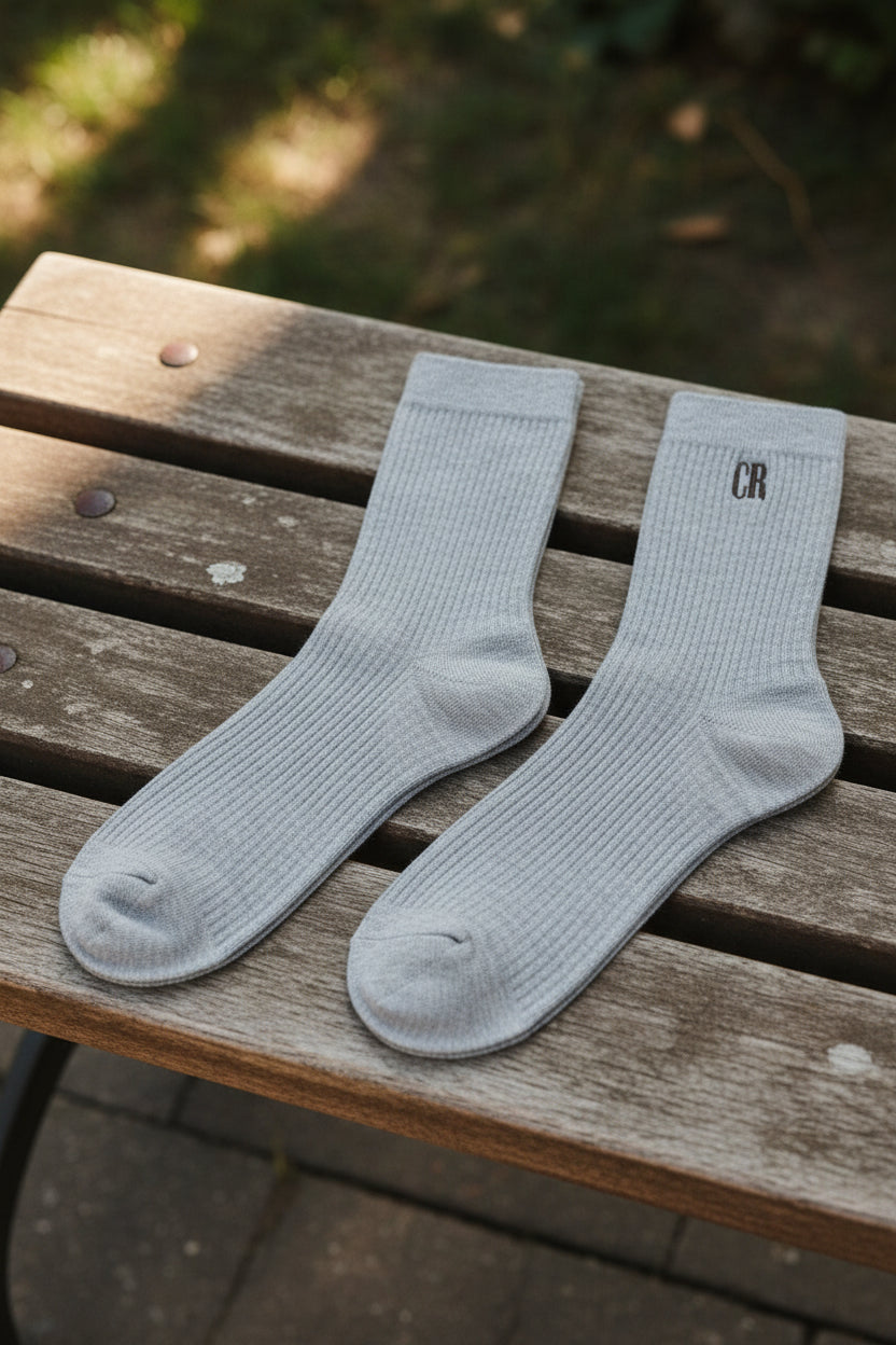 Country Road Austrailian Cotton Blend CR Ribbed Quarter Crew Socks