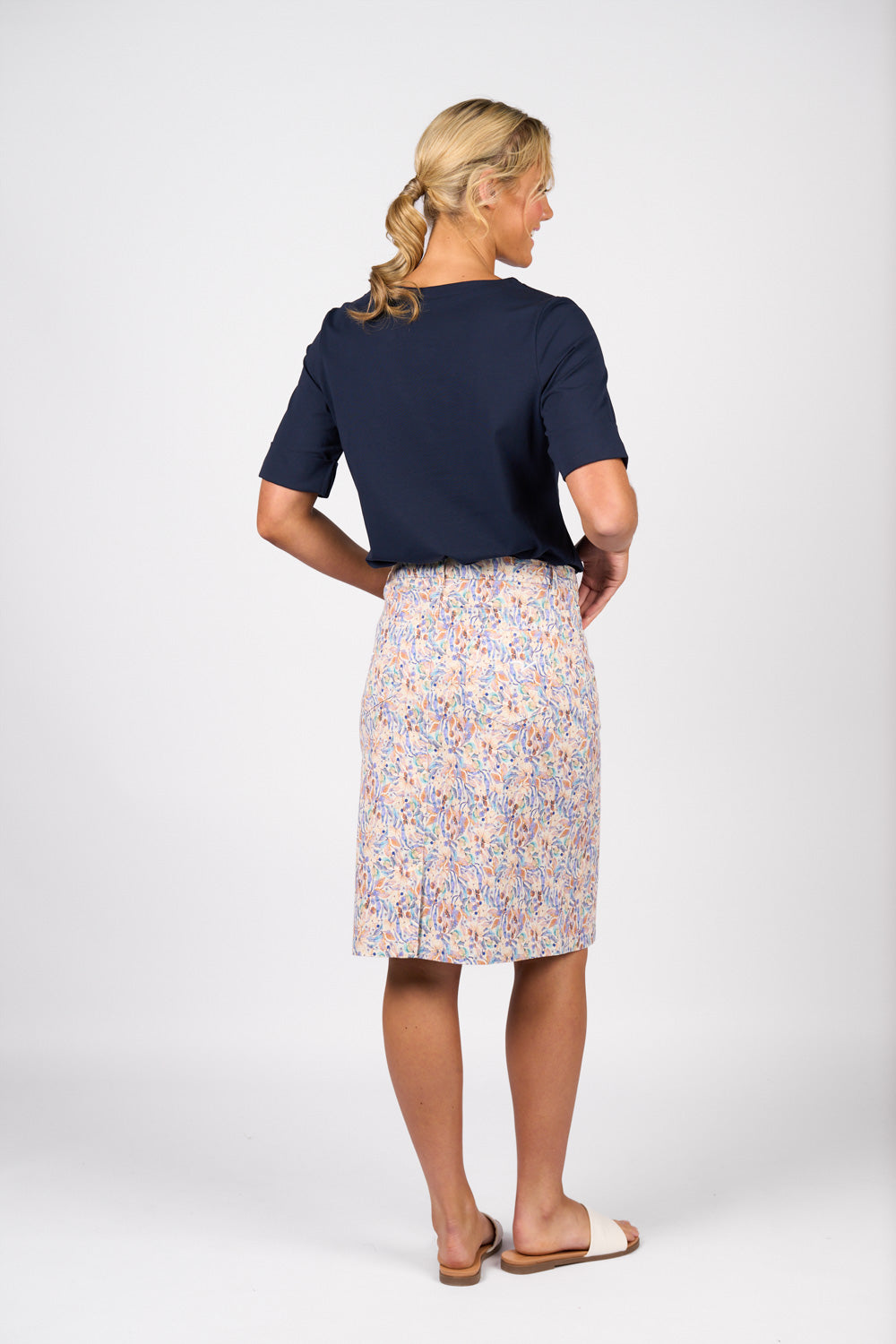 Vassalli Denim Skirt with Centre Back Vent