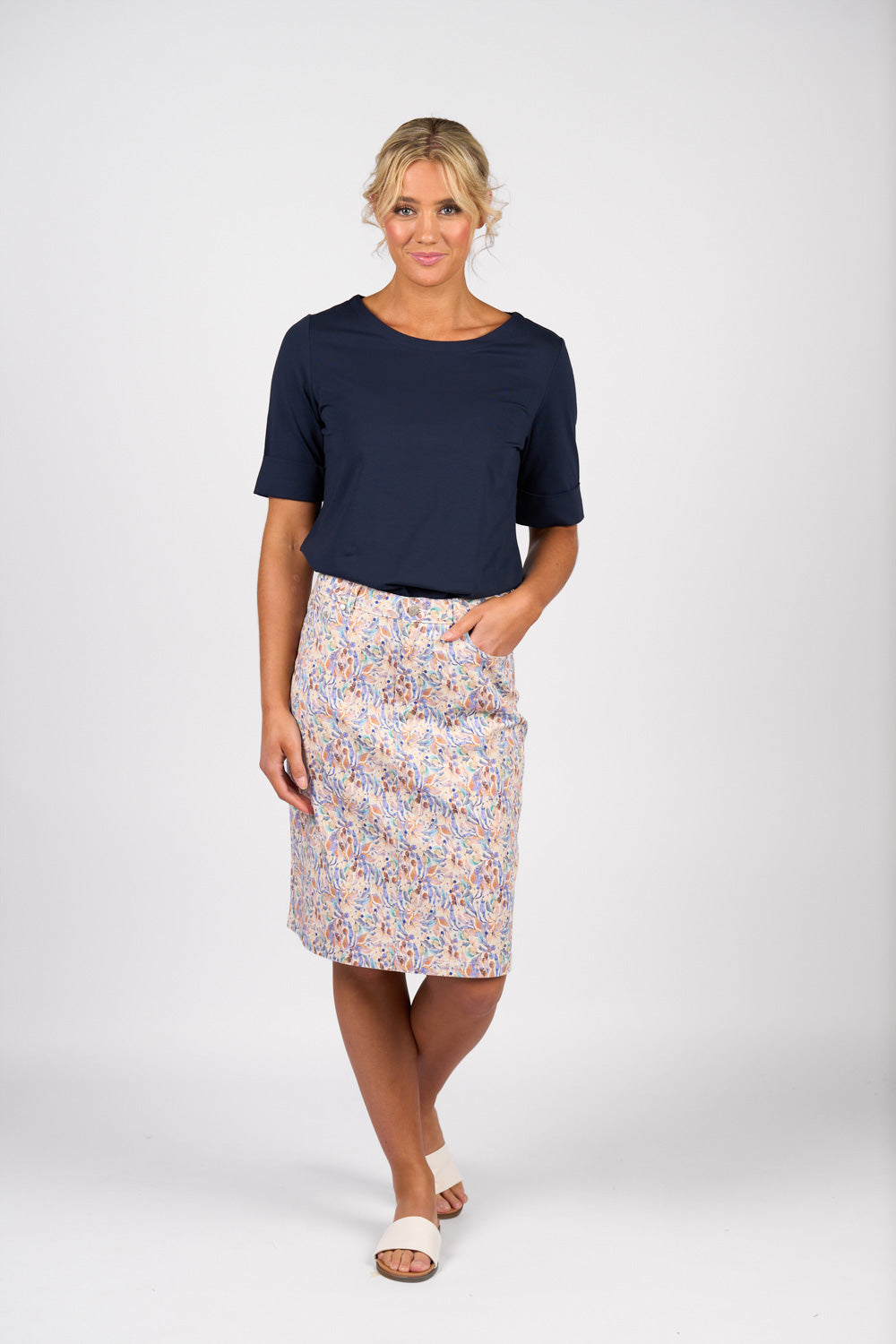 Vassalli Denim Skirt with Centre Back Vent