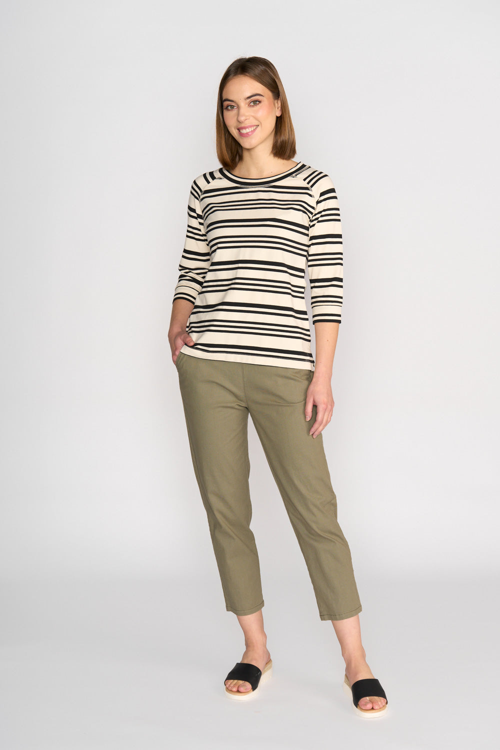 Vassalli Boat Neck 3/4 Sleeve Top