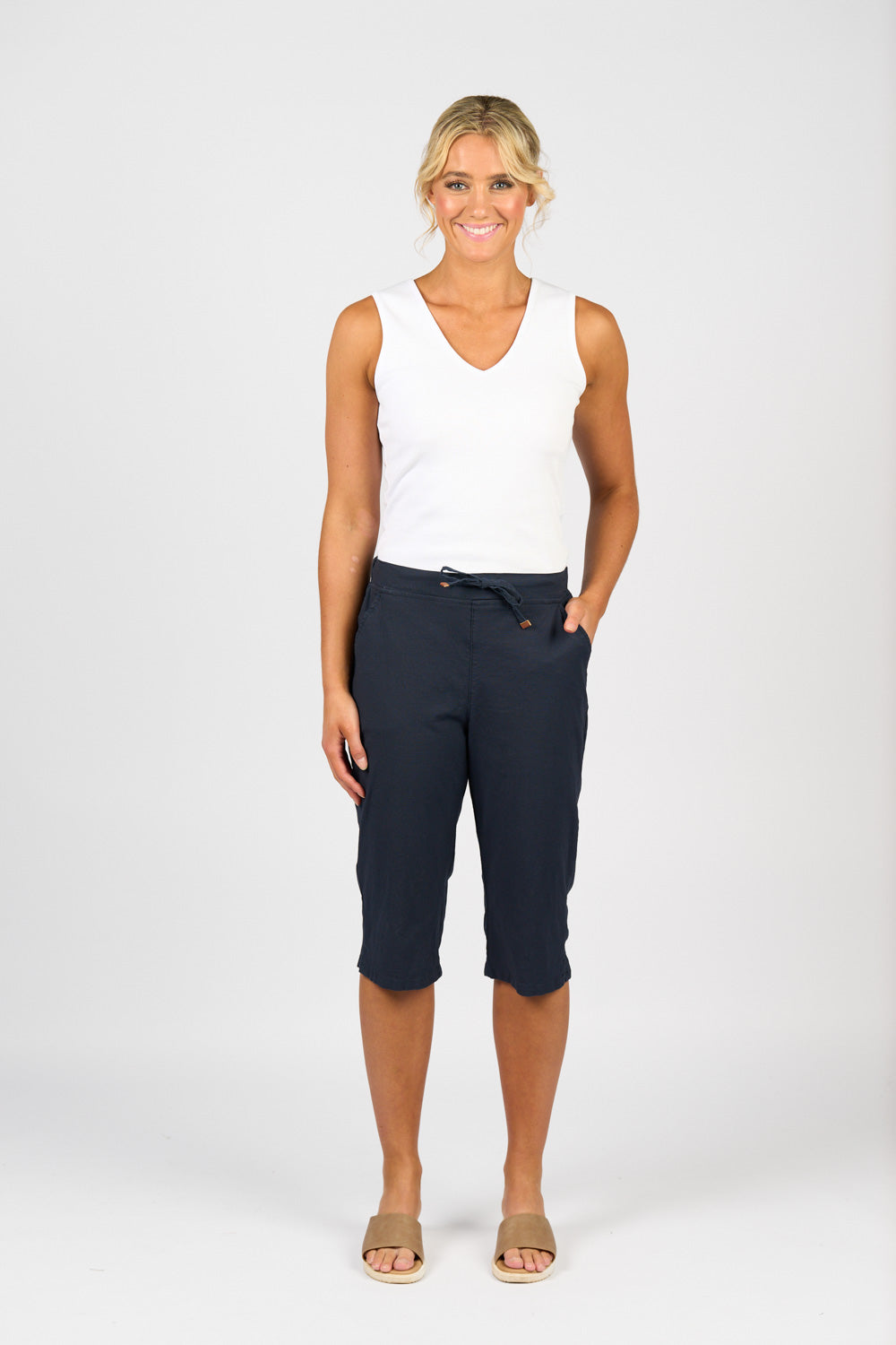 Vassalli Below Knee Skinny Leg Elastic Wasit Pant